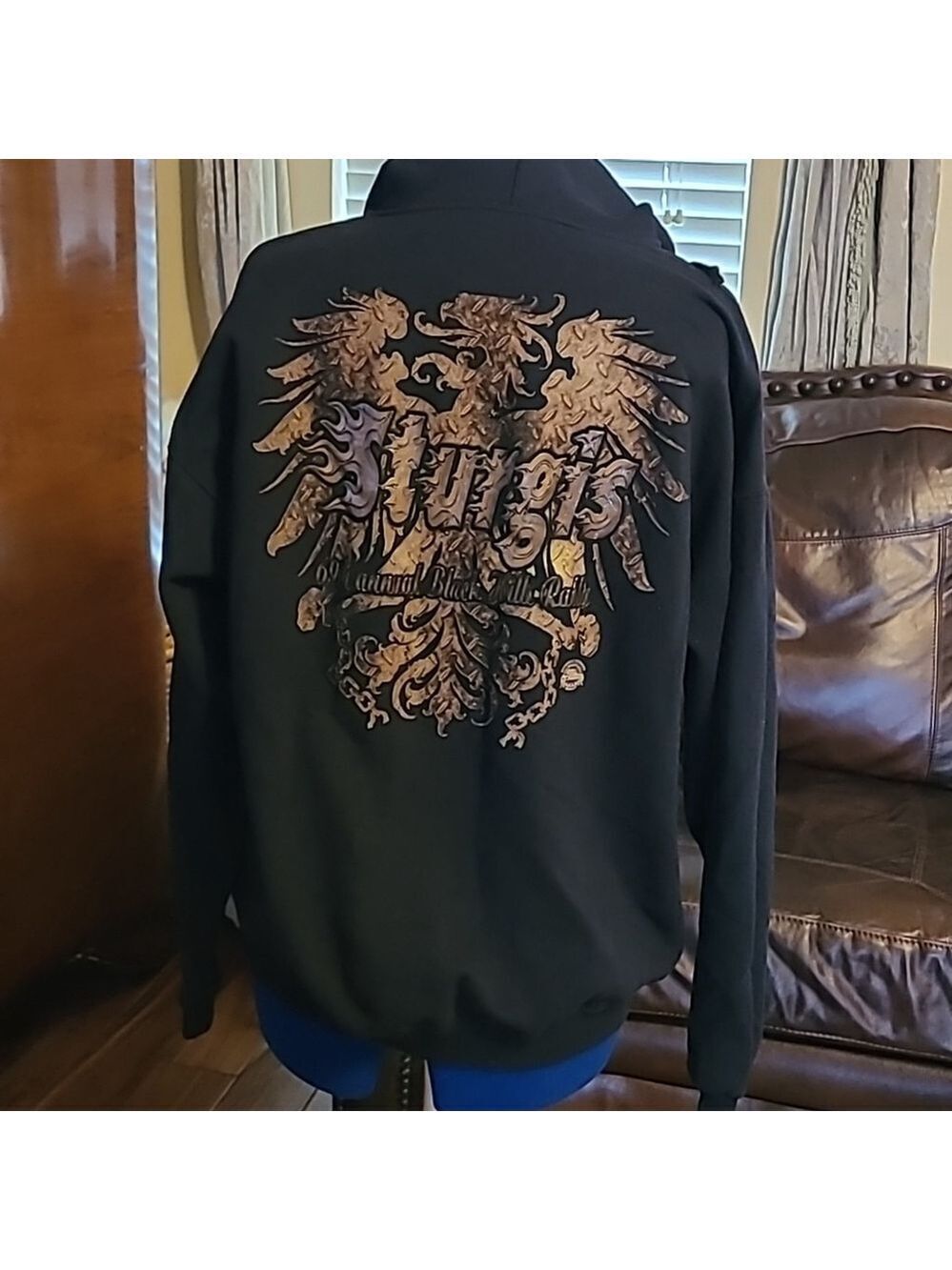 Sturgis 69th Black Hills Rally " Graphic Hoodie" Black/gold.sz XL.(#1571)VGC.